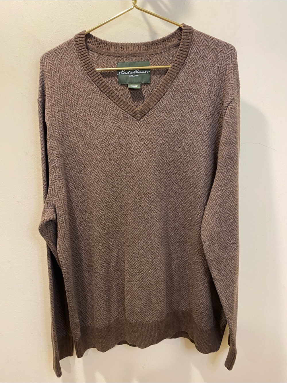 Eddie Bauer men's cotton pullover v neck sweater size XL